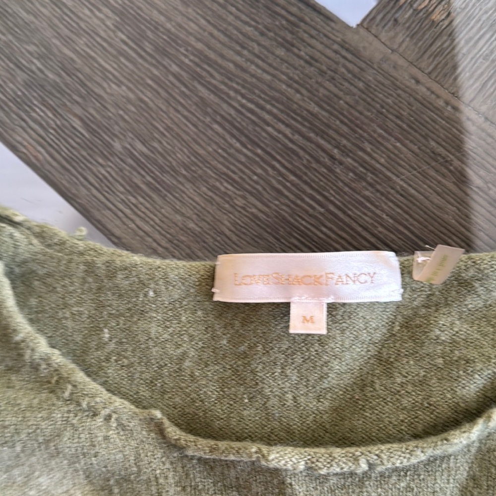 Authentic Loveshackfancy Shane Sweater Green Tie … - image 2